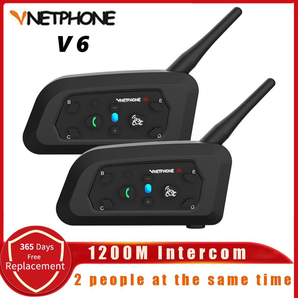 Vnetphone V6 オートバイ Bluetooth ヘルメットヘッドセットインターホン 1200 メートルバイク 6 ライダー BT ワイヤレス防水インターホン MP3