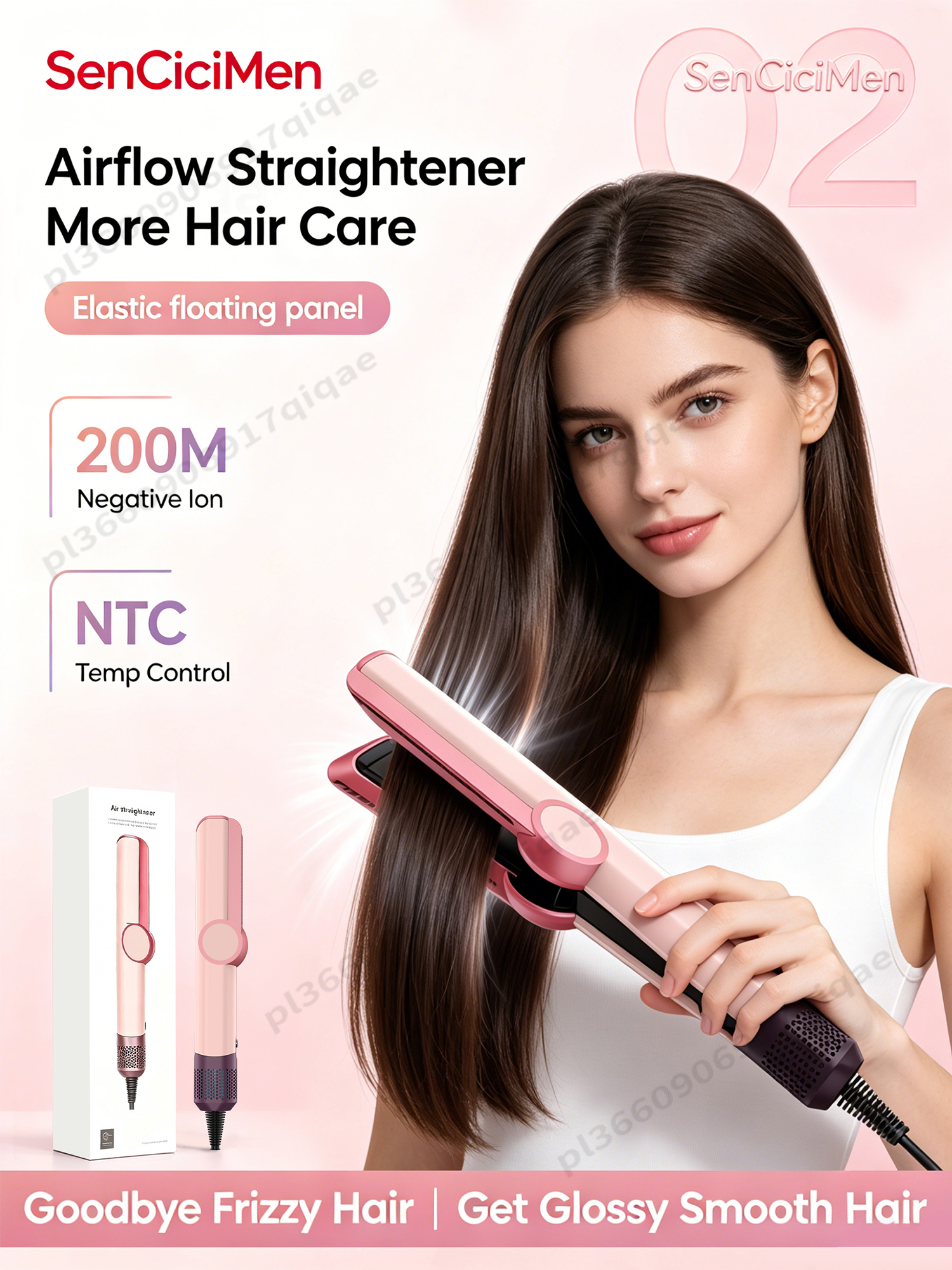 Prancha Alisadora de Cabelo 2 em 1 SenCiciMen de Alta Qualidade com Íons Negativos, Sem Danos ao Cabelo, Ferramenta de Estilização a Quente com Controle Inteligente de Temperatura, Secador de Cabelo para Menos Frizz