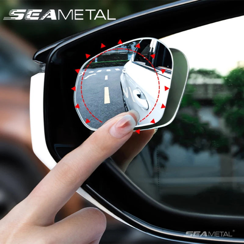 SEAMETAL 2pcs กระจกมองหลังรถยนต์ 360 องศาปรับ Blind Spot Mirror HD Frameless มุมกว้างกระจกมองหลังกระจกเสริม