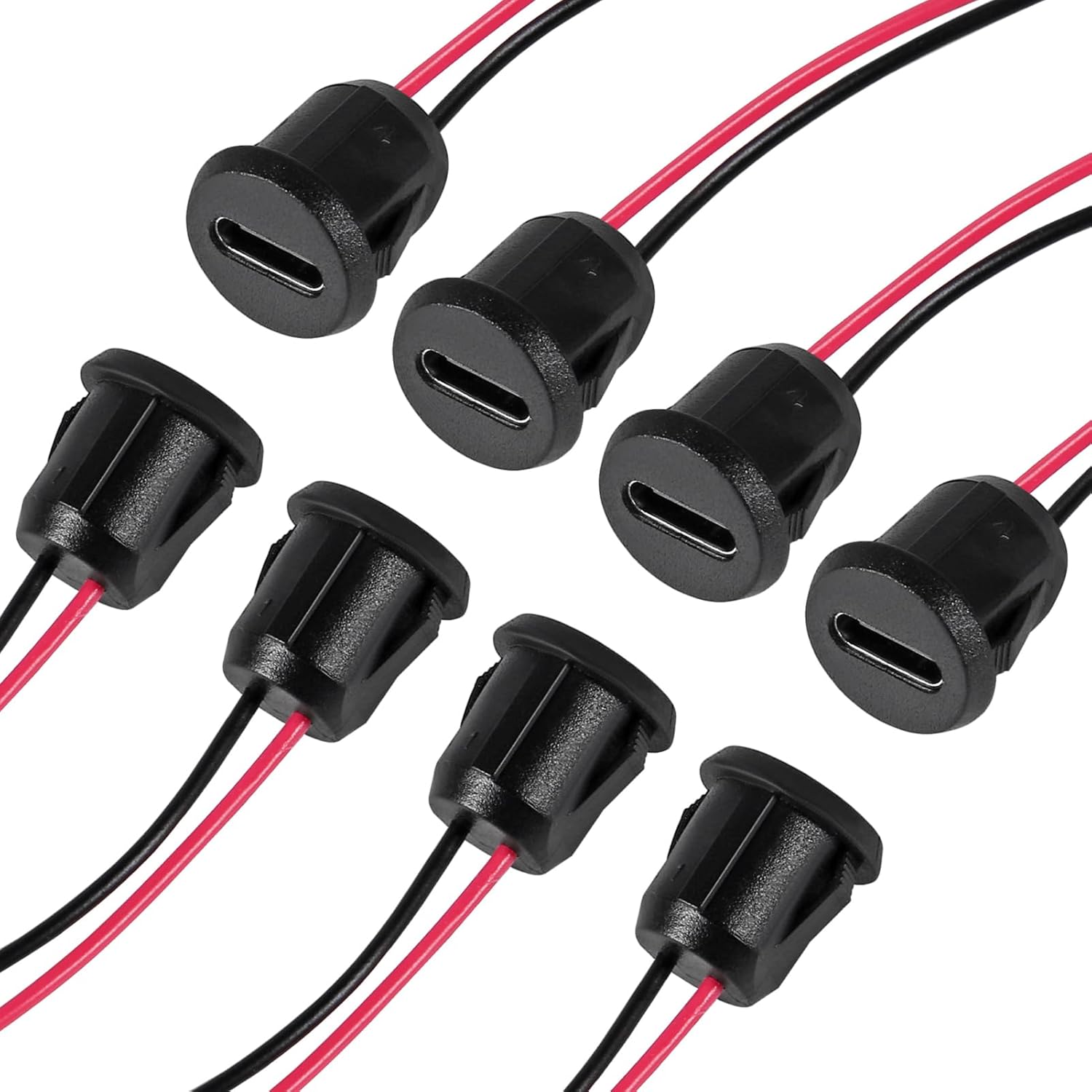 8 stks 10 cm 24AWG USB 2pin Zwart Type-C Vrouwelijke Chassis C Connector Jack Vrouwelijke Poort Opladen Waterdicht met Kaart Gesp 3A Hoge