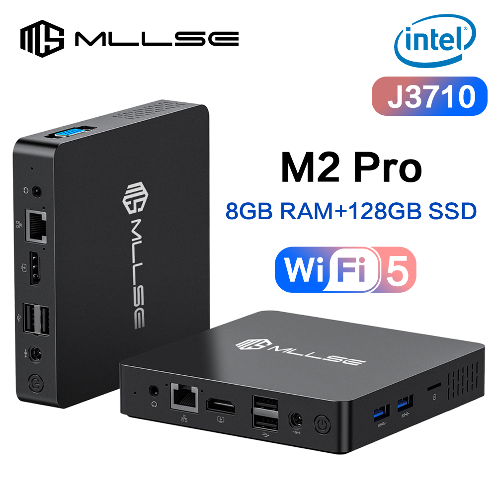 MLLSE Mini PC M2 Pro Intel Gemini Lake Intel J3710 8GB RAM 128GB ROM Dual-Band WiFi 5 Bluetooth 4.2 USB 3.0 Mini komputer