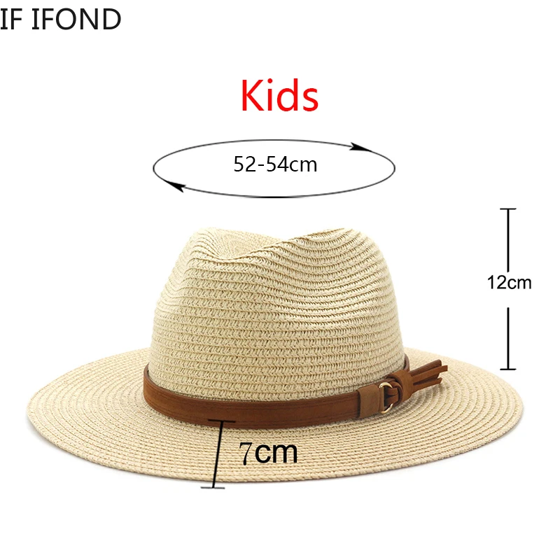 Pequeno 52-54cm crianças chapéus para meninos meninas verão proteção solar praia chapéus de palha férias ao ar livre panamá jazz chapéu sombreros de mujer