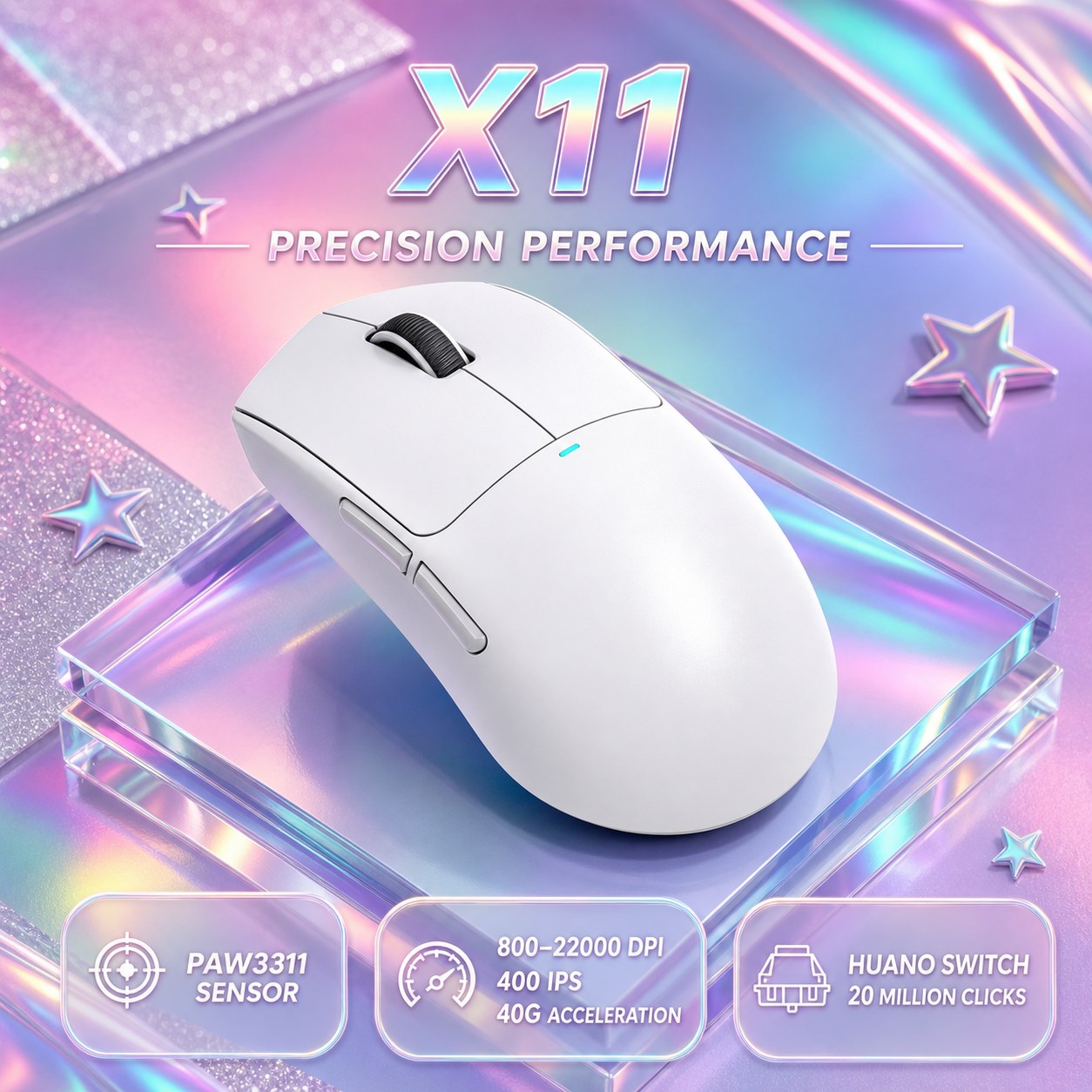 Attack Shark X11 Kabellose Maus, Bluetooth/2.4G/kabelgebundene Tri-Mode-Maus, PAW3311 RGB Magnetische Ladestation Gaming-Maus