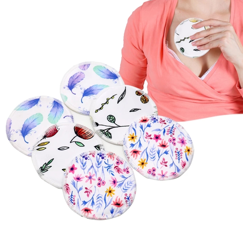 Almohadillas de lactancia reutilizables, almohadilla lavable de fibra de bambú para lactancia materna, alfombrilla superabsorbente para mamá, almohadilla de alimentación de maternidad, 6 uds.