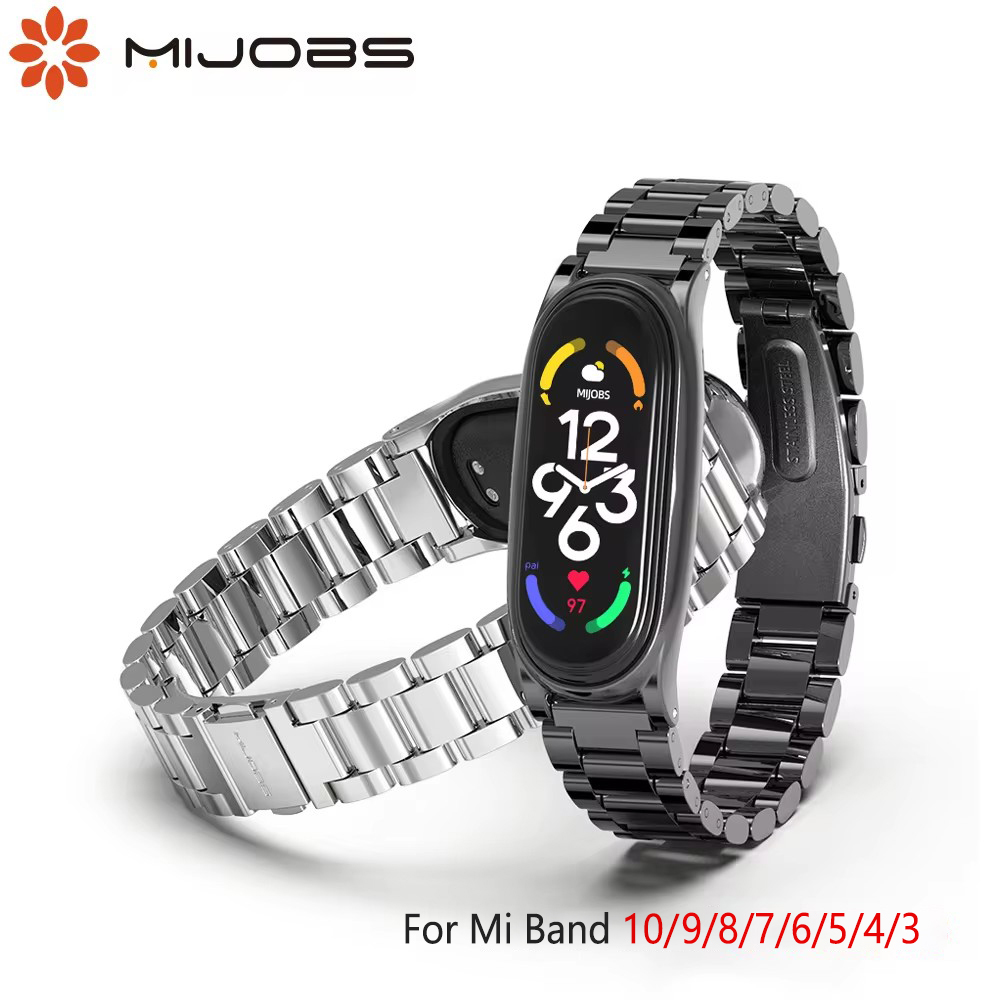 Dây Đeo Kim Loại Cho Xiaomi Mi Band 7 6 5 4 3 Đồng Hồ Vòng Tay Trên Mi Band 4 Correa Miband 6 nồi Cơm Điện Từ Xaomi Dây Phụ Kiện NFC