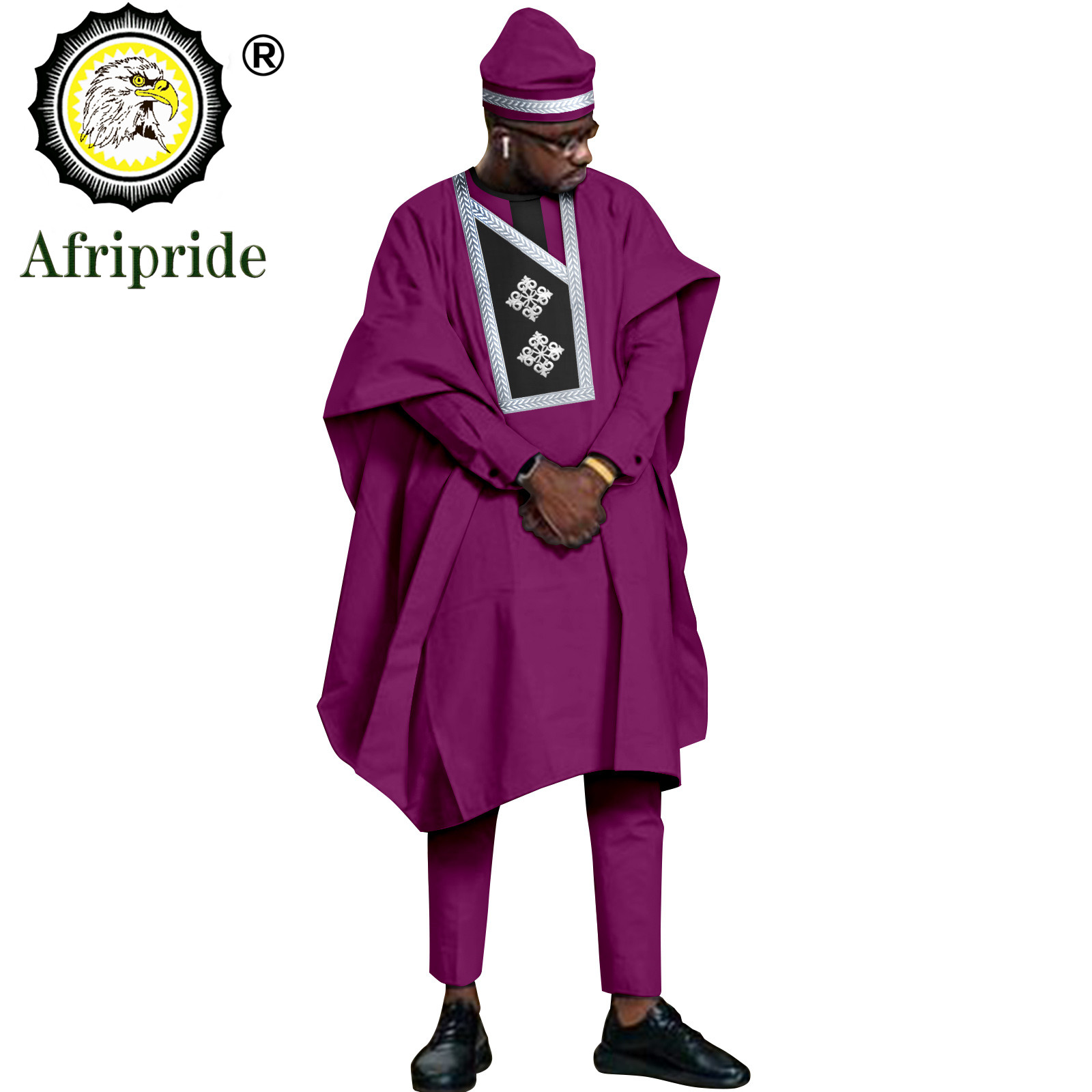 Мужские костюмы Agbada Robe Dashiki рубашка брюки и шапка комплект из 4 предметов этнические наряды африканская одежда для свадьбы Вечерние A2216119