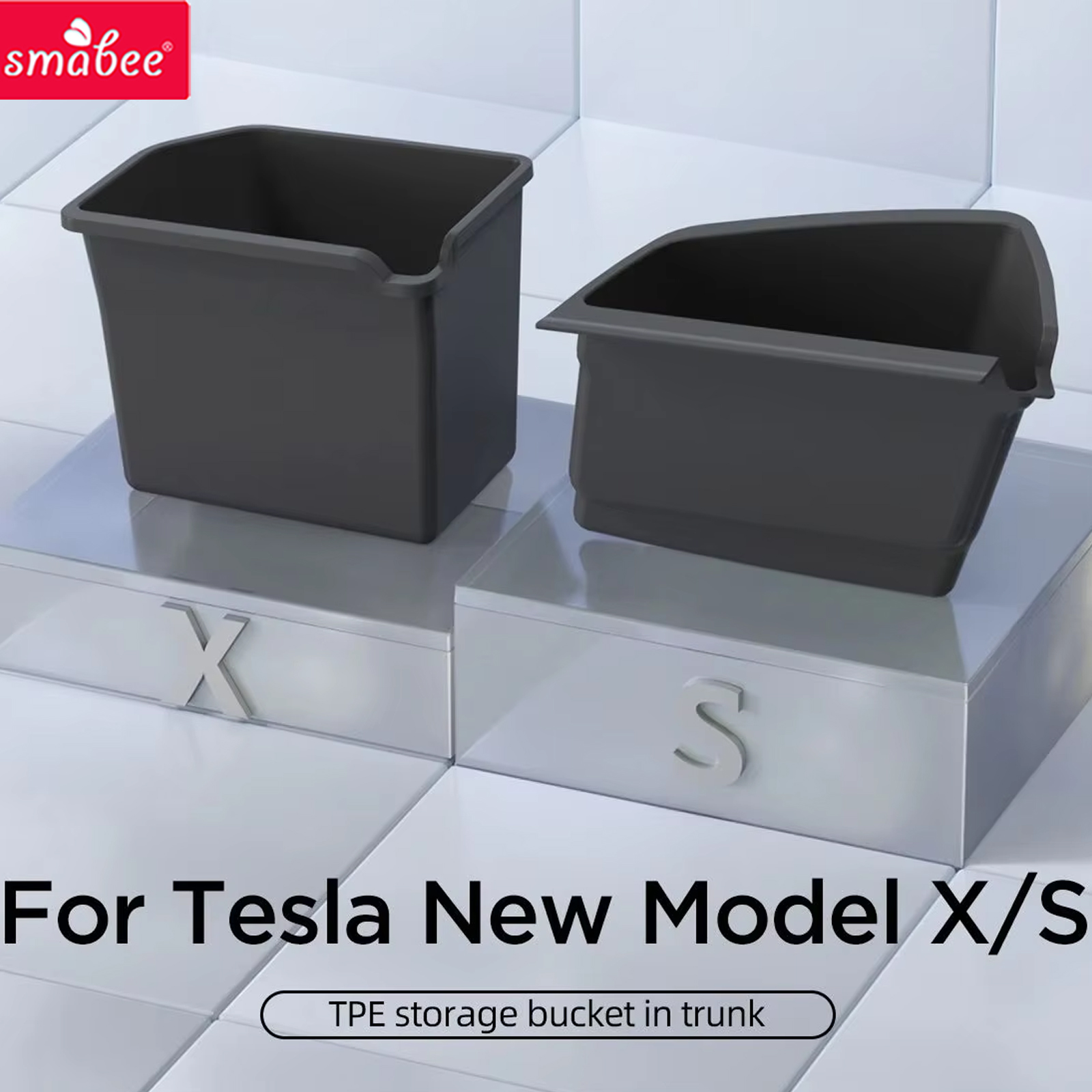 Smabee para Tesla, Caja de Almacenamiento para el Maletero Trasero Izquierdo, Modelo X S 2023 2024, TPE Impermeable, Estuche para Herramientas, Accesorios para el Auto, Organizador