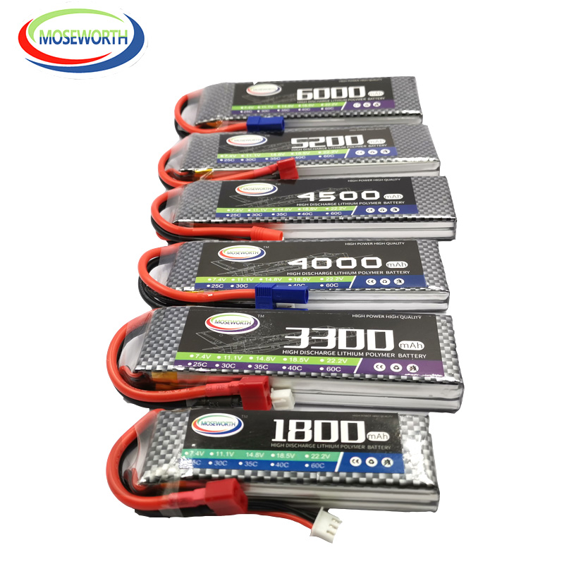 2S 3S 4S 6S 2200 4200 5200 6000MAh 30C 40C 60C 7.4V 11.1V 14.8V RC LiPo Baterai untuk RC Drone Helikopter Pesawat Pesawat Pesawat Mobil
