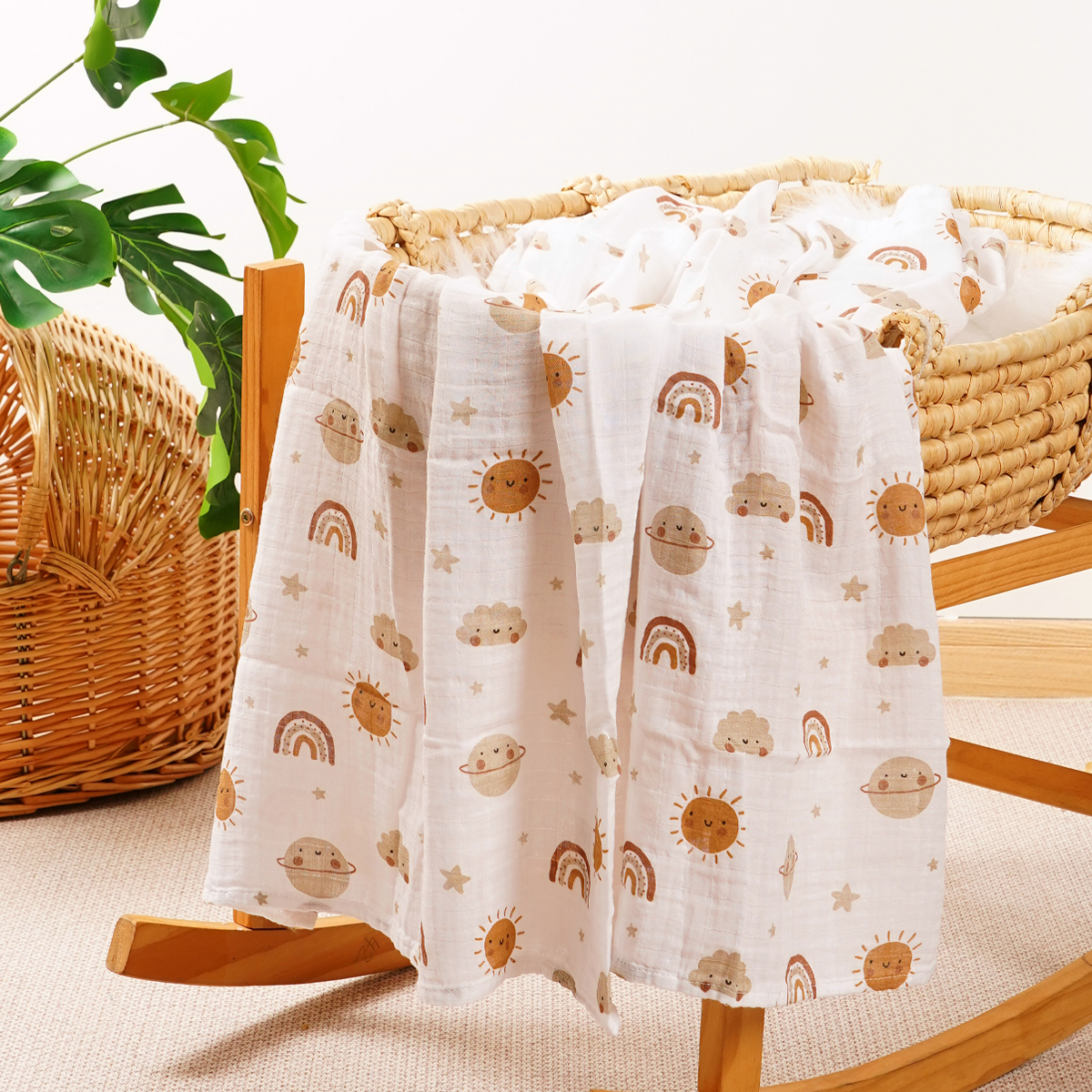 Cobertor de gaze macio e respirável - algodão de bambu 120x110CM para maior conforto e segurança