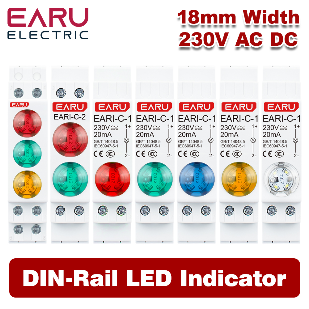 18mm Rail voyant AC DC 220V 230V LED double couleur Signal lumineux Tri couleur indicateur 50/60Hz lumière rouge vert bleu