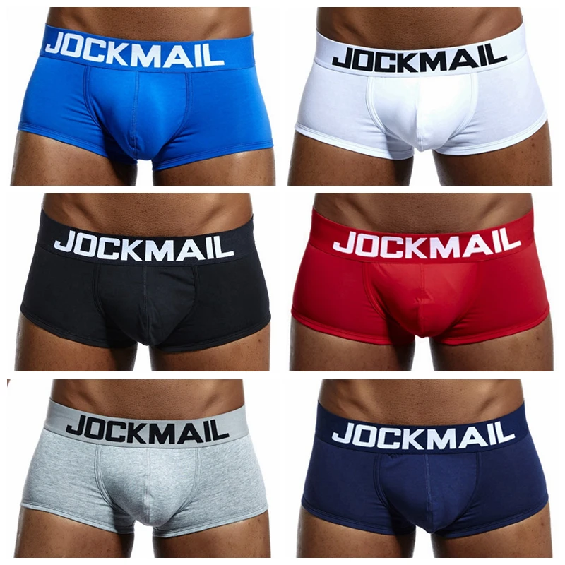 JOCKMAIL, ropa interior de algodón de alta calidad para hombre, calzoncillos boxer de talla grande a la moda con cintura baja, calzoncillos masculinos con cinturón de color sólido