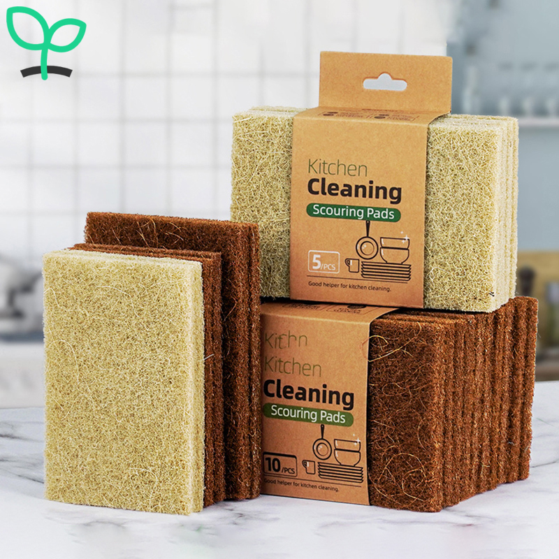 Esponja de microfibra de Sisal, esponjas de fibra Natural ecológicas, paño de limpieza para lavavajillas de cocina, sartén, estropajo, 5/10/20 piezas