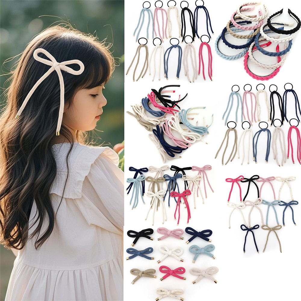 Diadema con nudo de lazo de cuerda de algodón, diadema estilo trenzado trenzado, pinza para el pelo con nudo, diadema para bebé, accesorios para el cabello para niña