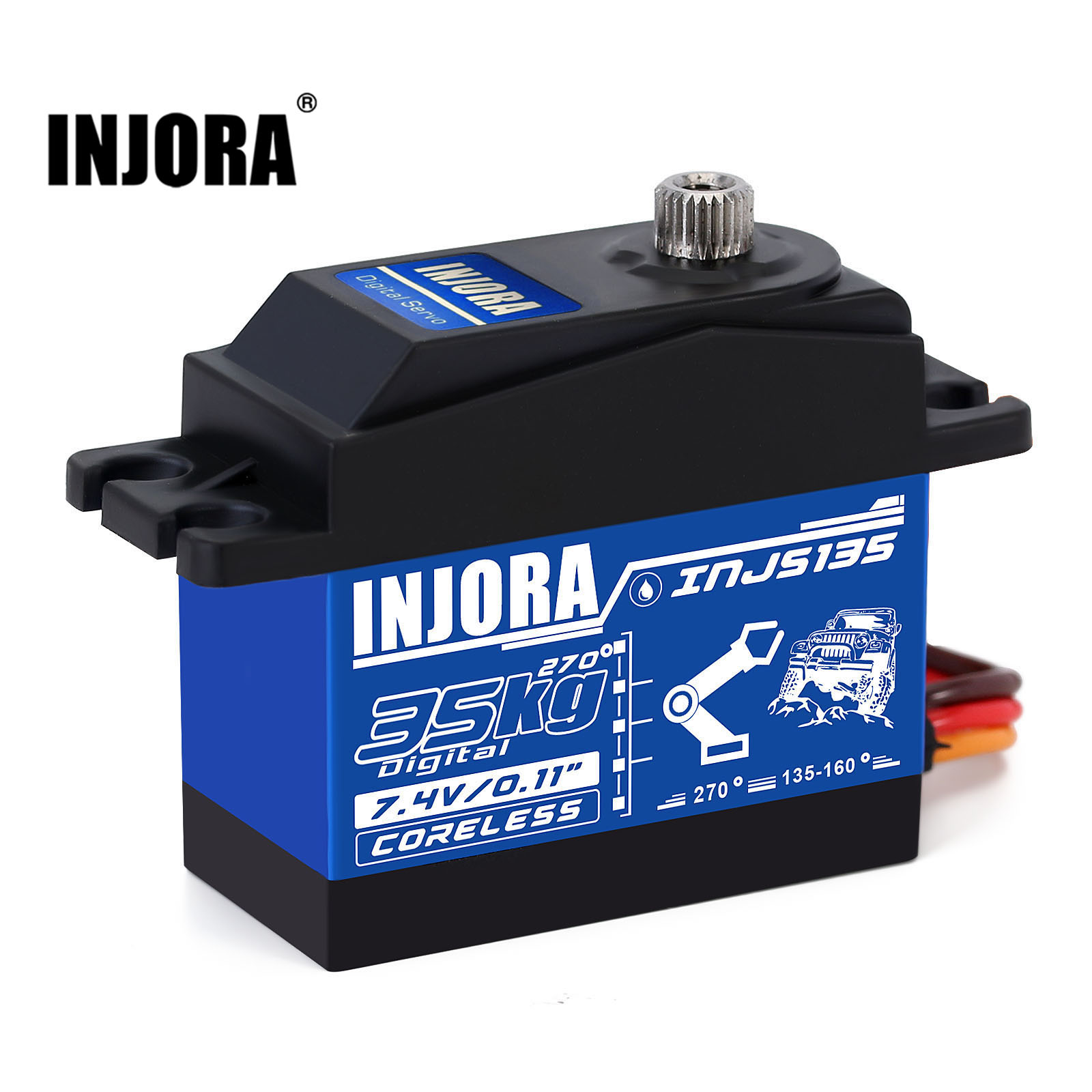 INJORA INJS135 Servo sin núcleo Digital de alto par resistente al agua de 35KG para camión sobre orugas de coche RC modelo de Robot SCX10 TRX4 (270 grados)