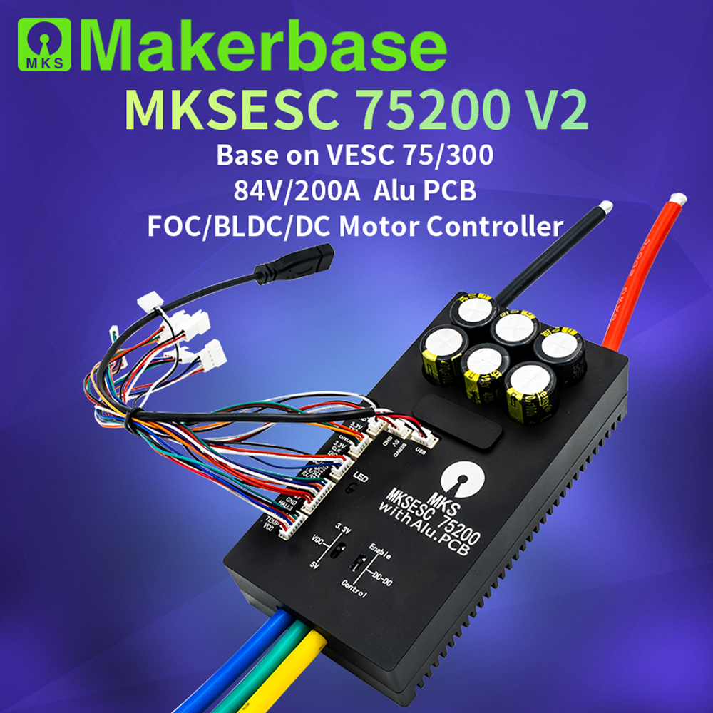 Makerbase VESC 75200 V2 84V 200A de alta corriente con PCB de aluminio basado en VESC para Robot de lucha de lámina electrónica tabla de surf Robot AGV