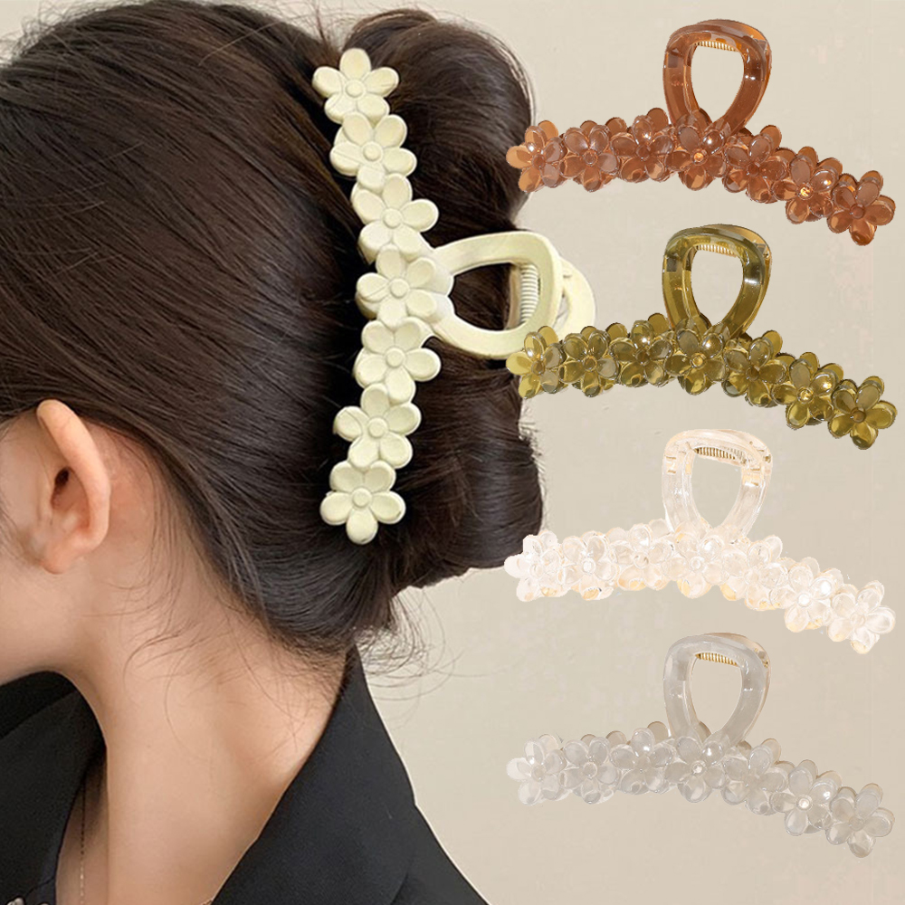 Bloem Vrouwen Haar Klauwen Clip Grote Barrette Krab Mode Korea Acryl Haarspelden Haai Paardenstaart Hoofddeksels Meisjes Haaraccessoires