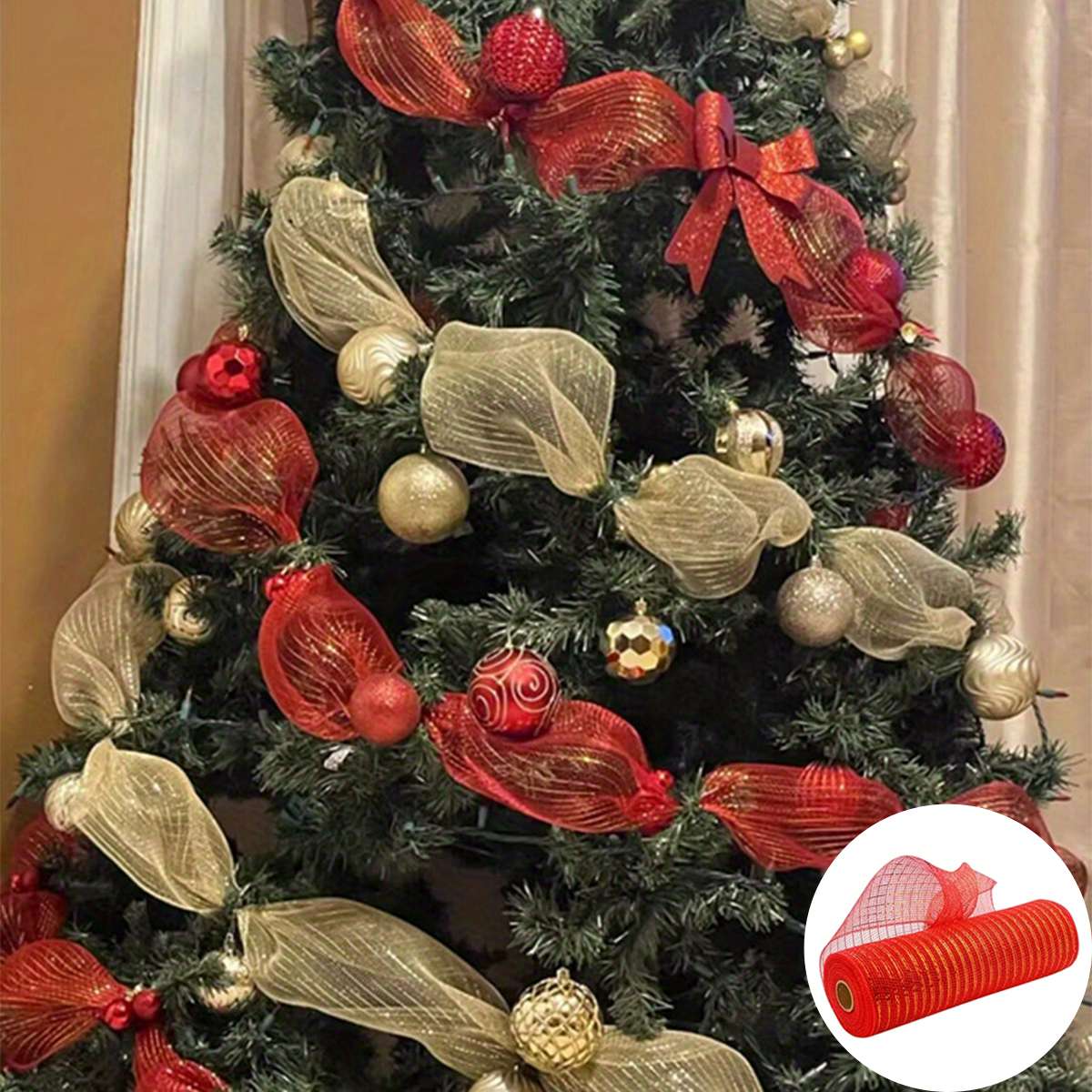 2024 Weihnachten Kristall Gaze Bänder Weihnachtsbaum Dekorationen für Haustür Navidad Noel Kerst Geschenke Frohes Neues Jahr 2025