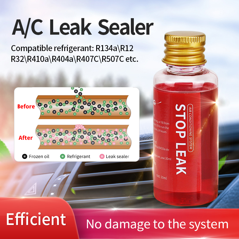 Auto Air Conditioning System Leak Repair Agent 30ml Car Home Commercial Refrigeration Systems Repair Oil for R134a R32 R1234yf