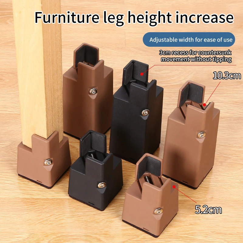 2PCS Adjustable Furniture Chair Feet Riser with Screw Clamp 2 4 Inch Height Heavy Duty Sofa Tables Bed Furniture Risers Square
