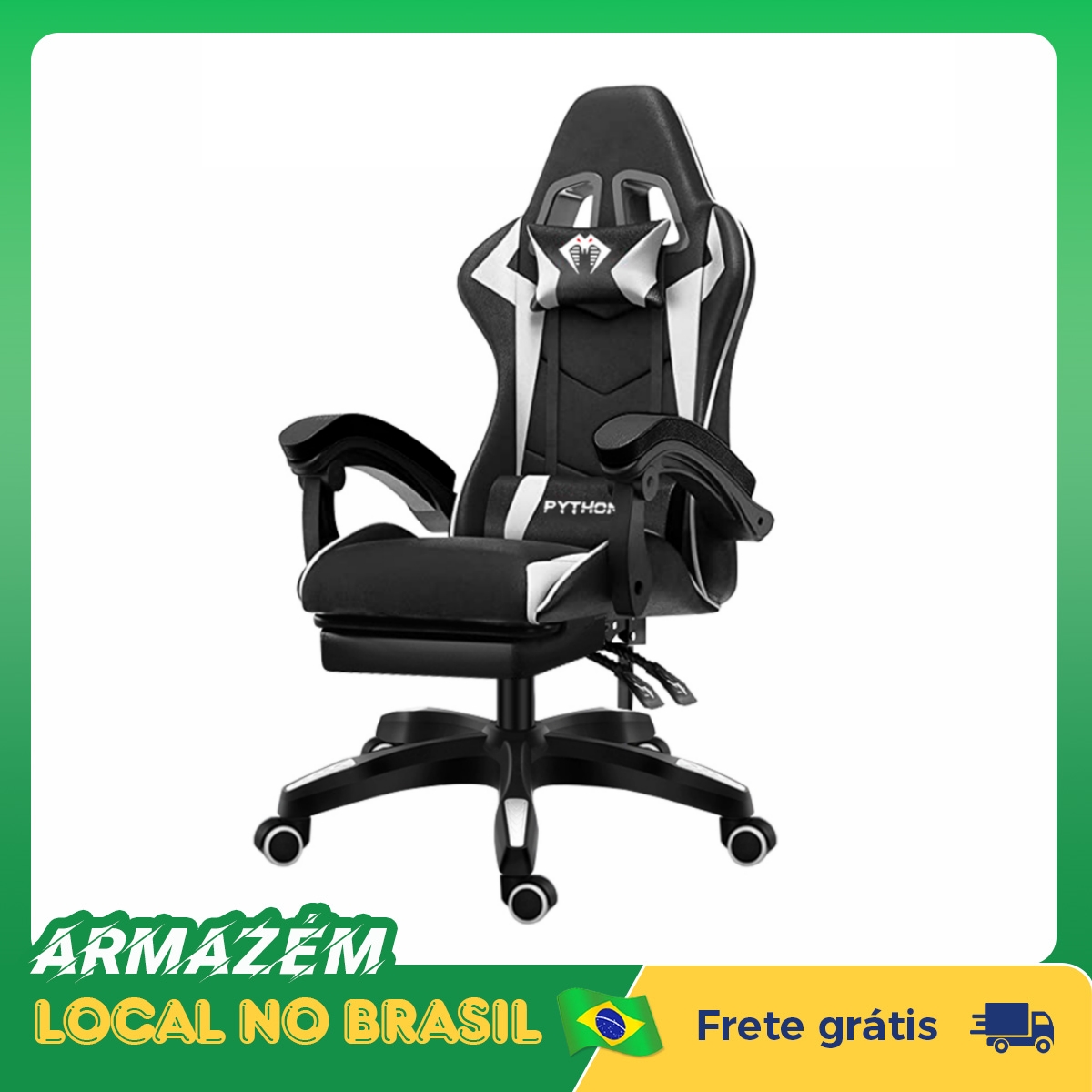 Cadeira gamer ergonômica para videogames ou uso no escritório, com altura e inclinação ajustáveis
