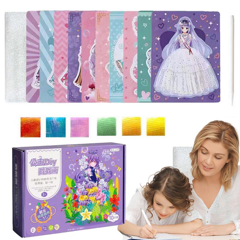 Princess DIY Poke Painting Kit Kids Toys Girls Dream Princess Dress Up Sticker Book Children Montessori Handmade DIY Poking Toys