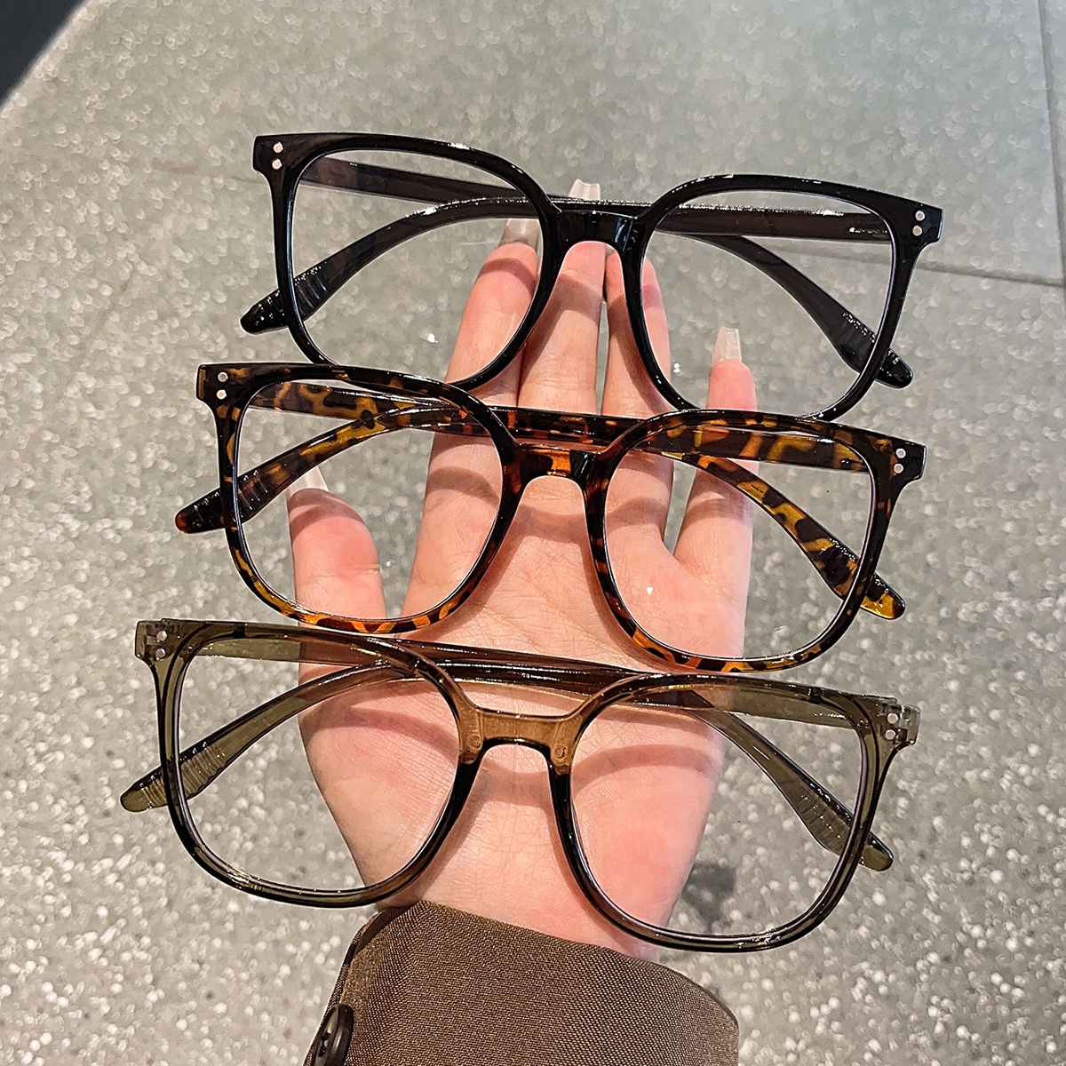 1Pc/3Pcs/4Pcs/5Pcs/6Pcs European and American Classic Popular Square Frame Glasses Set Men's and Women's Fashion Glasses