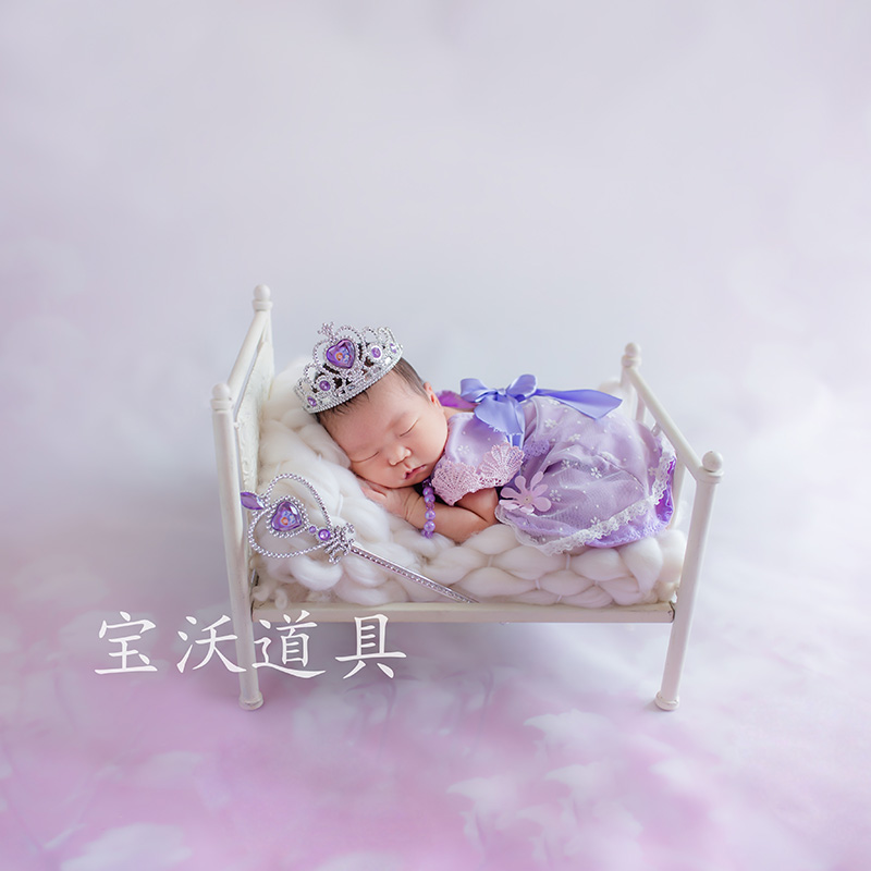 Vintage macchia pieghevole letto in ferro neonato fotografia puntelli bambino Mini letto rustico servizio fotografico