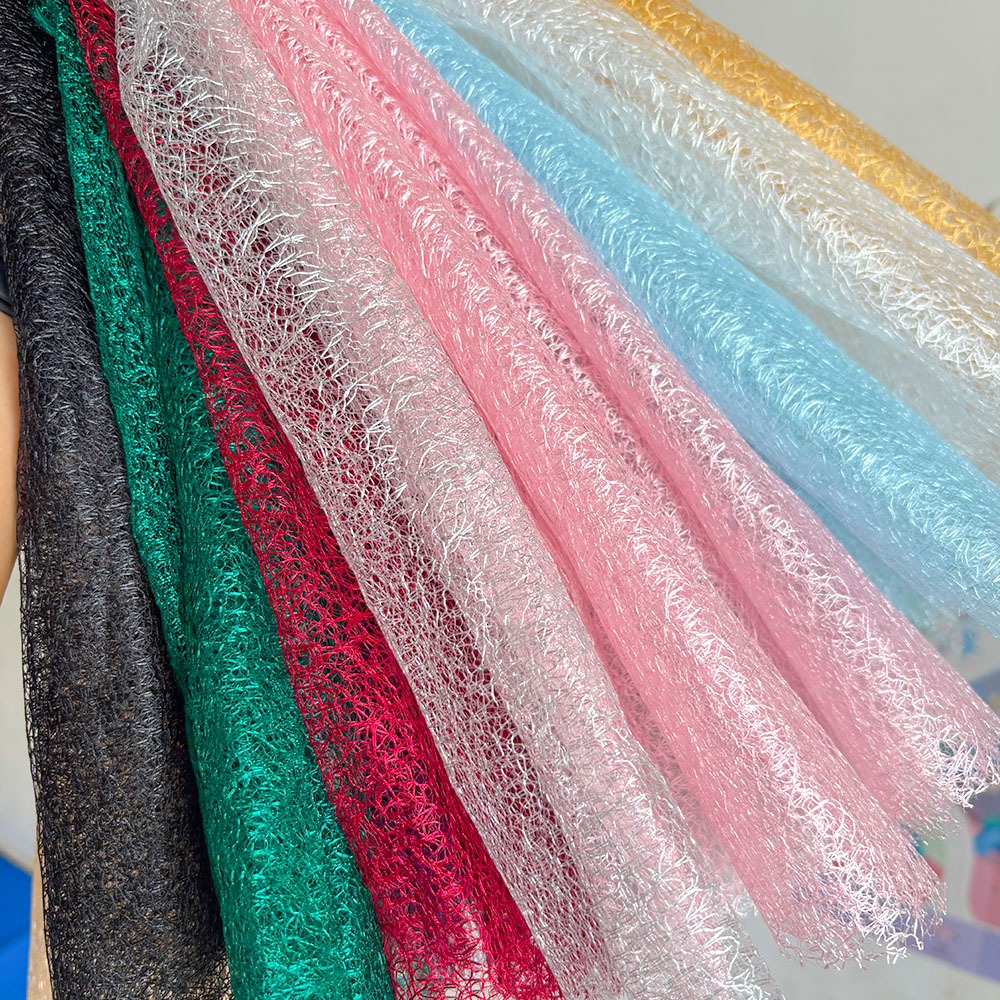 Premium Solid Color Irregular Hollowed Mesh Lace Fabric Tulle For Sewing Bridal Veil Wedding Dress DIY Crafts Home Textile Decor