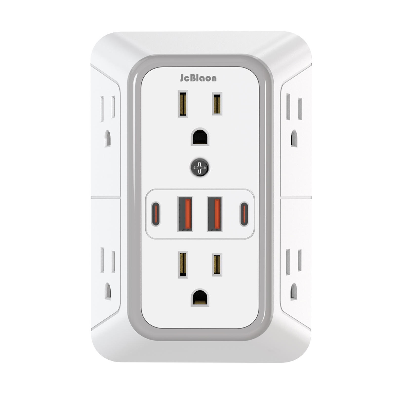 미국 멀티 소켓 벽면 소켓(AC 콘센트 6개 포함) USB 포트 4개(유형 C 2개), 범용 플러그 전원 스트립 네트워크 필터 고속 충전