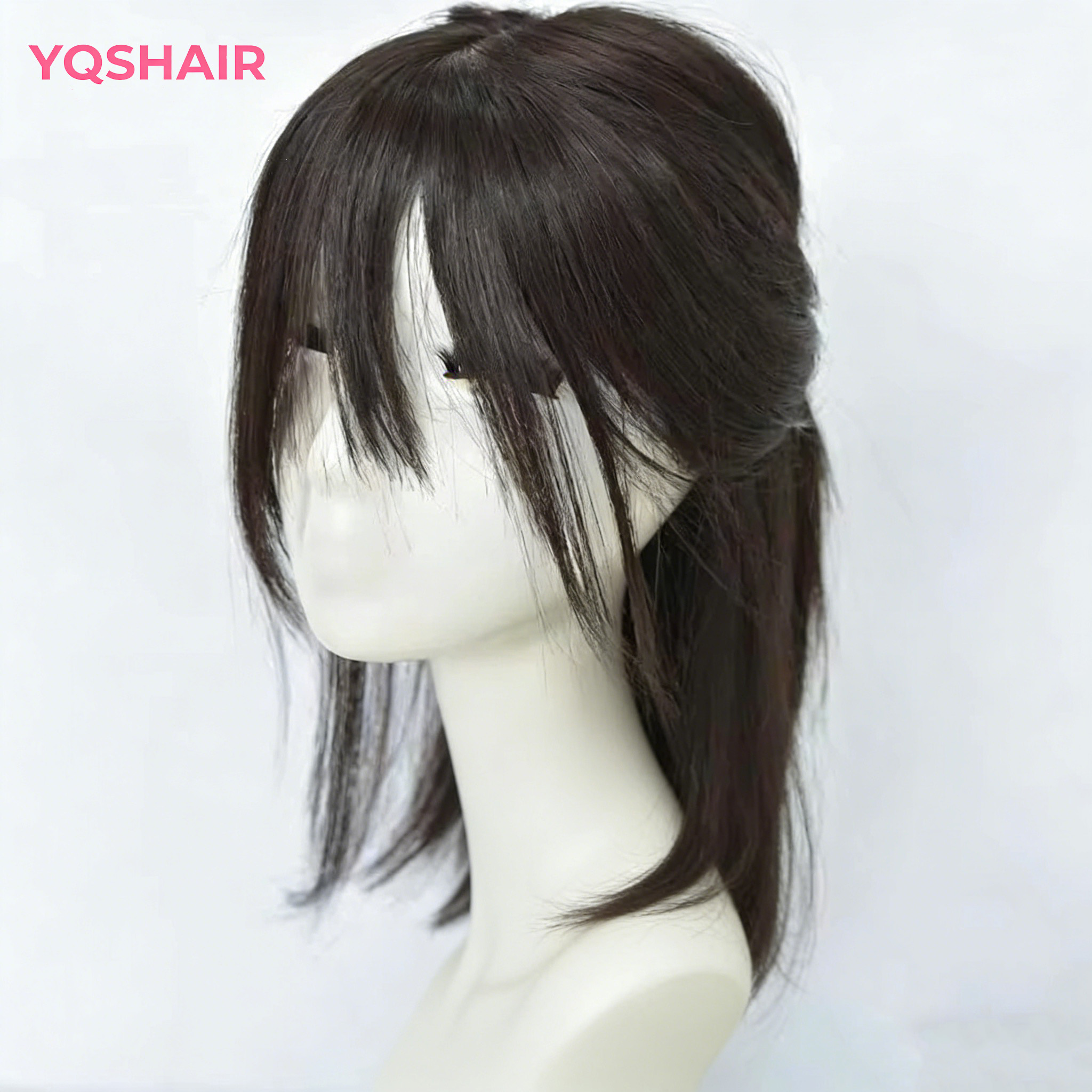 Peluca de Cabello Humano con Parte Superior de Seda, 6"x6", Cabello Humano Europeo Virgen Natural Liso, Peluca sin Pegamento para Mujer, Red Elástica Suave y Transpirable