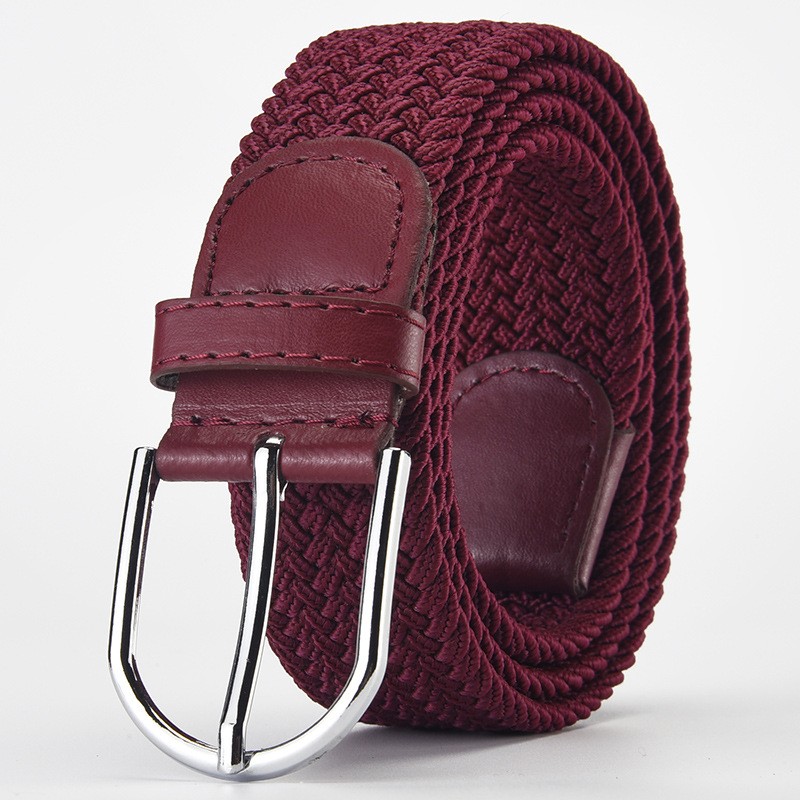 Vinho tinto 105cm cinto masculino novo design muito popular feminino luxo tecido estiramento casual liga fivela agulha lona elástica coreia