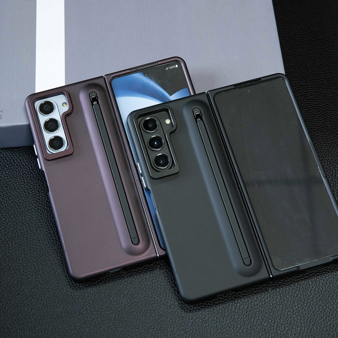 Per Galaxy Fold5 S Pen Custodia per telefono con cavalletto invisibile e cover protettiva per schermo integrata per Samsung Fold6 Fold4 Fold3 Nero