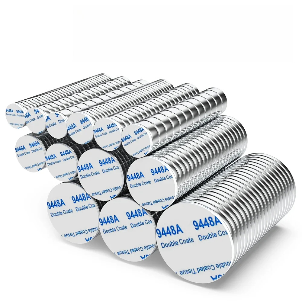Super Powerful Magnet Neodymium With double-sided adhesive Magnet Round NdfeB N35 Strong Permanent Magnetic imanes Refrigerator