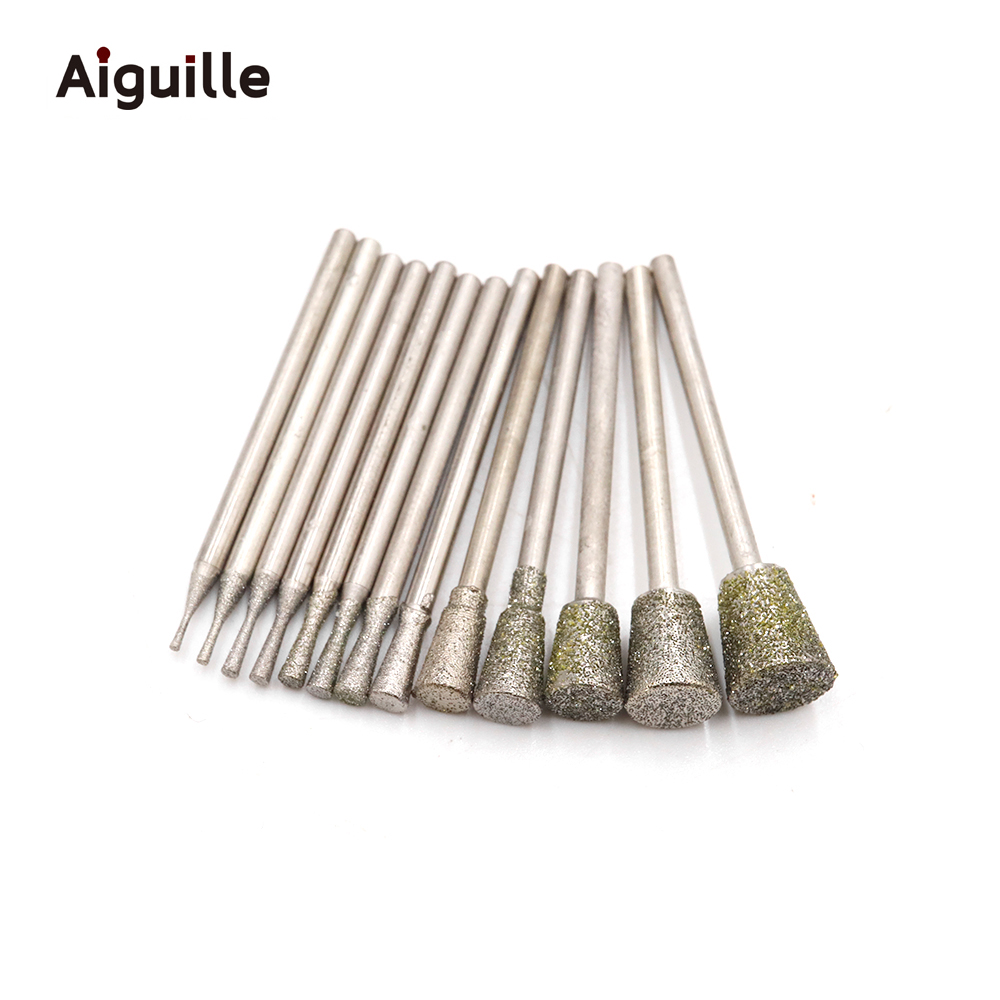 C7 20Pcs 2.35Mm Shank เพชรบด Burr ฟันบด Bits หยกหินบดจุดหยกหิน Peeling ขัด bits