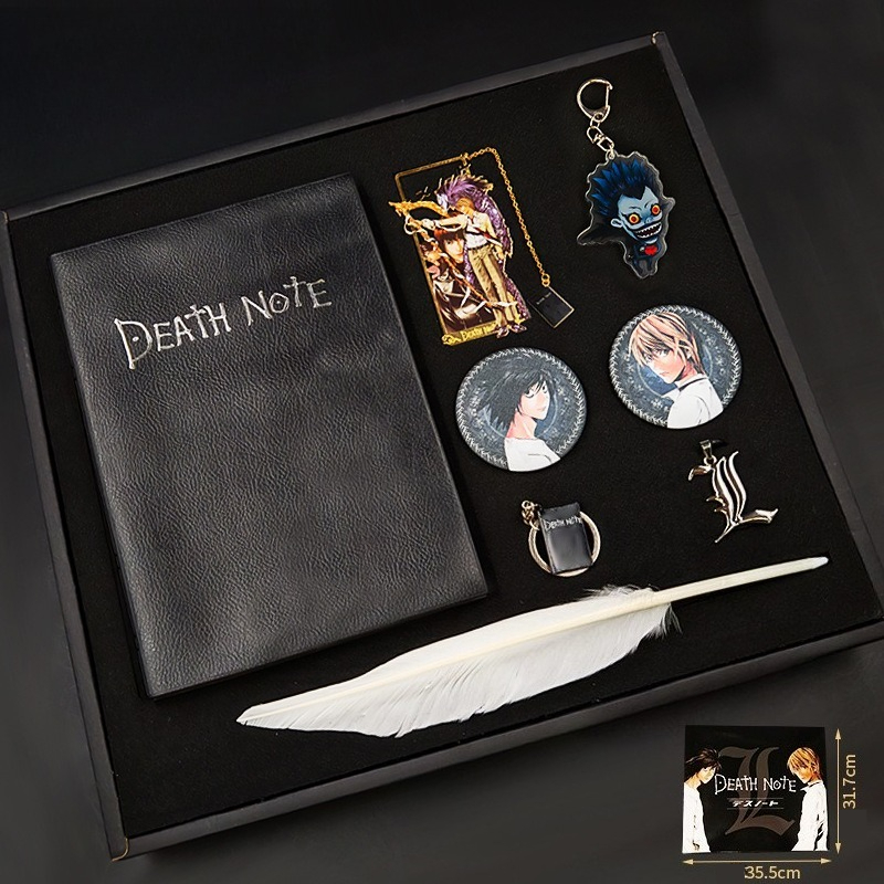 Death Note Notizbuch Geschenkset (8-teilig) mit Federkiel Geburtstagsgeschenke für Cosplay & Anime-Liebhaber Als Tagebuch und Notizbuch Verwendbar