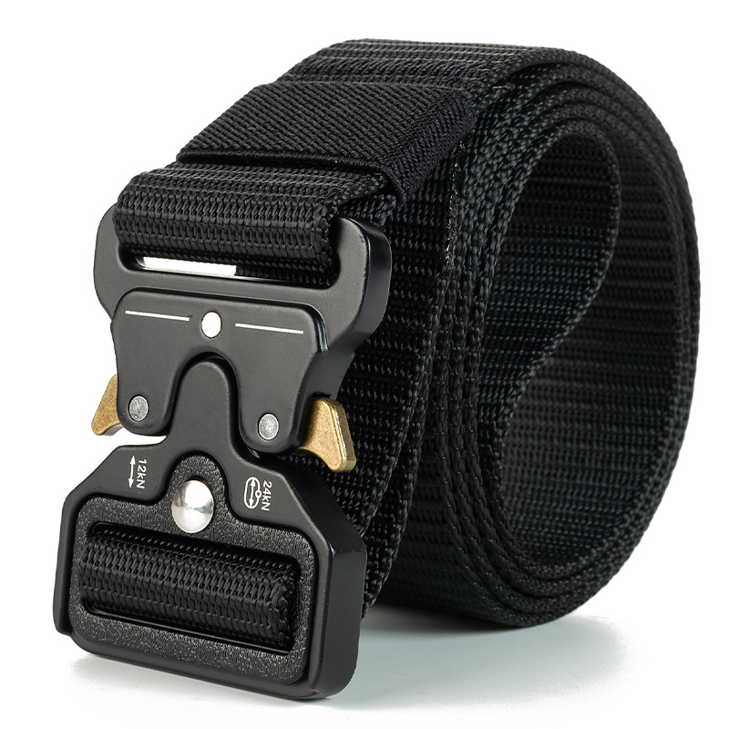 Cintura tattica Cintura militare da esterno a sgancio rapido Accessori sportivi in vero nylon morbido Cintura nera per uomo e donna