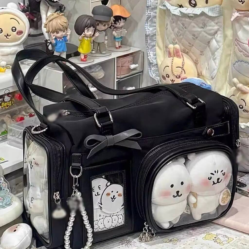 Y2k novo arco ita sacos de ombro doce menina saco transparente grande capacidade exposição em quadrinhos crossbody saco bonito diy exibição bolsas