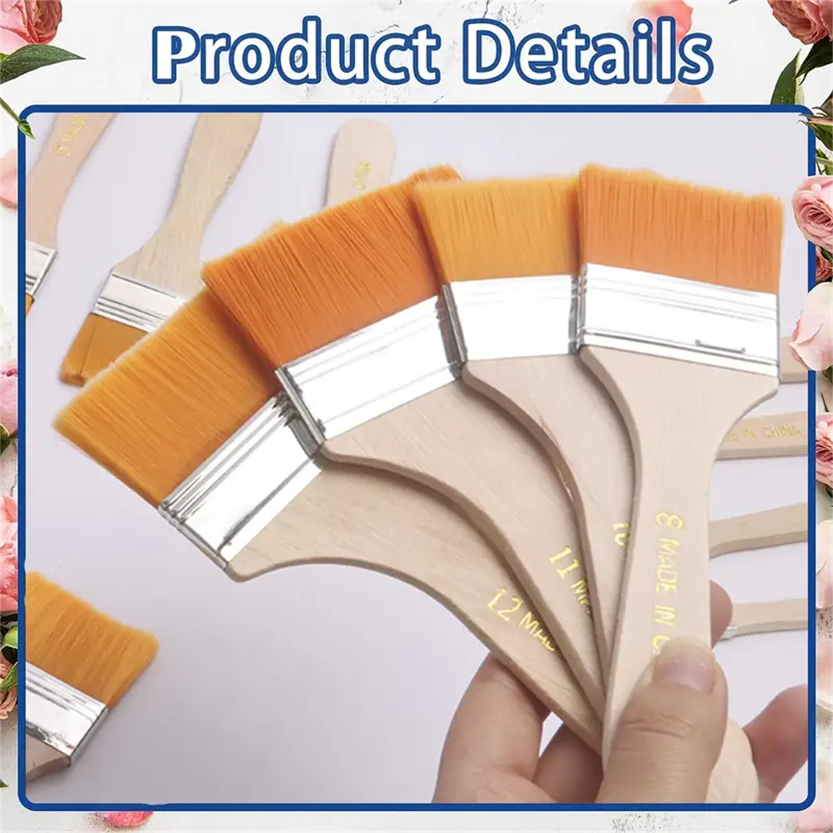 Conjunto de pincéis de nylon com 12 peças – cerdas sintéticas de alta qualidade para acrílico, óleo, aquarela, desenho e materiais de arte