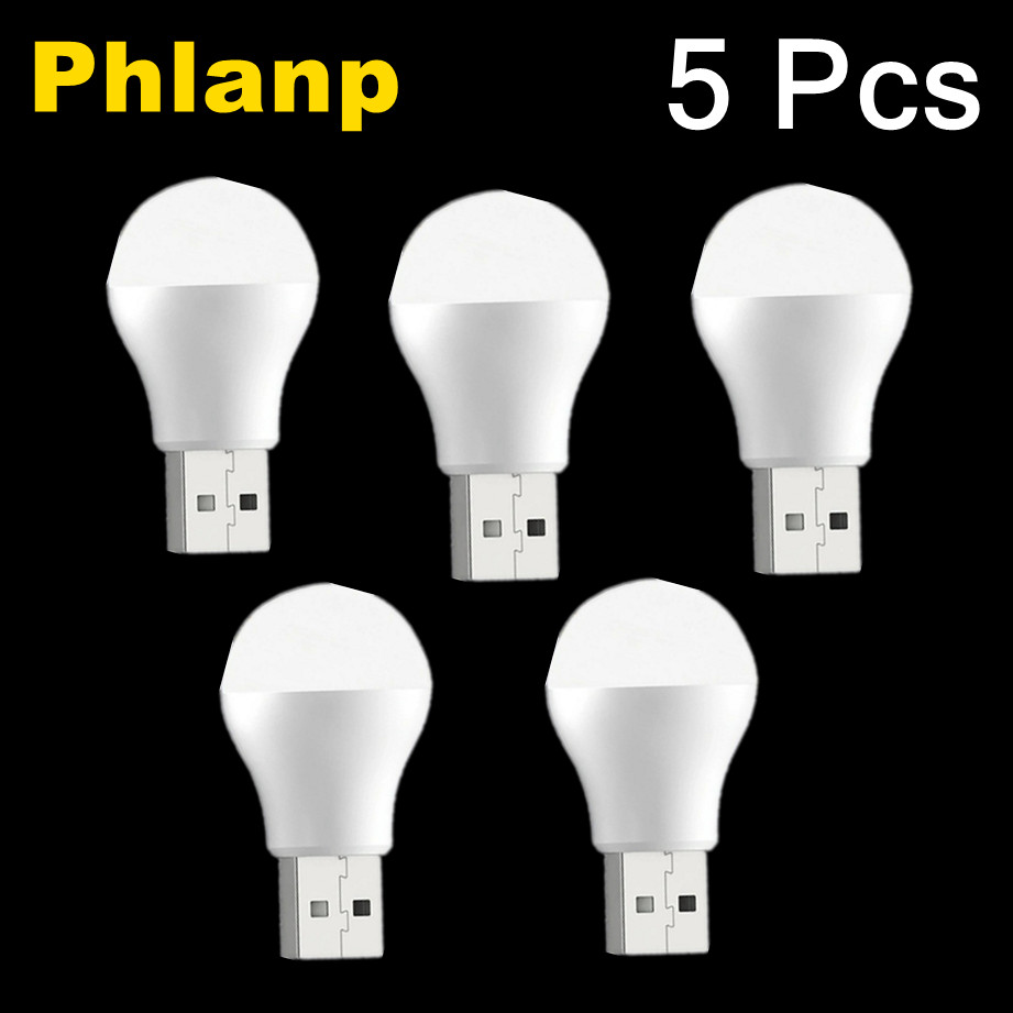 5 pçs usb led lâmpada de leitura mini livro luz acampamento luzes da noite candeeiros mesa para banco potência pc notebook portátil usb luz da noite