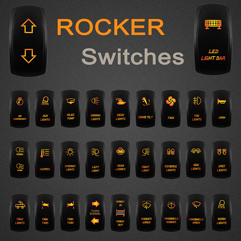 12V 24V Amber Rocker Switch Momentary/Latching Marine Grade Toggle Switch  Led Light Bar For Car Boat Carling Arb 4X4 Narva
