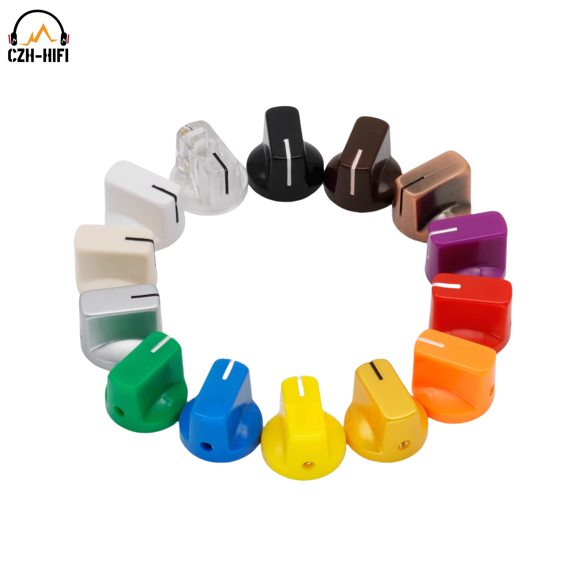 10 pz Set di Plastica Manopola Del Potenziometro Manopola Della Chitarra In Alluminio 19*14.6MM 6.35MM Foro Dell'albero Dia Stomp Box Overdive DJ Mixer