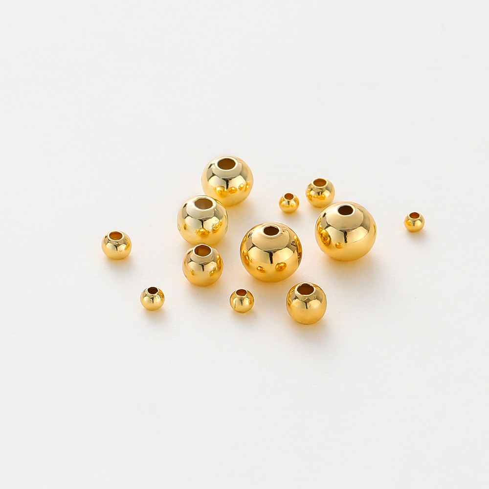 30-100 peças 14k/18k latão banhado a ouro 2/2.5/3/4/5/6mm contas espaçadoras para fazer jóias contas acessórios descobertas atacado