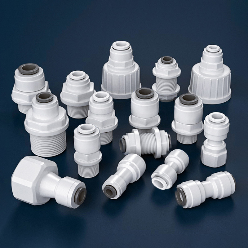 Raccord de agua rápido redondo recto, manguera de 1/4 ", conector de acoplamiento de hilo macho hembra de 3/8 ", filtro de agua, piezas de ósmosis inversa