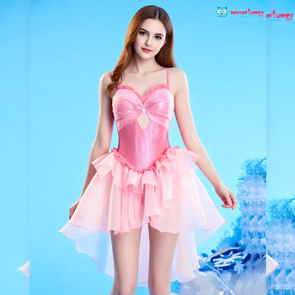 Różowy strój baletowy dla dziewczynek z falbankową spódniczką tutu, kostium baletniczki z kokardą, szyty na miarę, przebranie cosplay, rozmiary plus size.