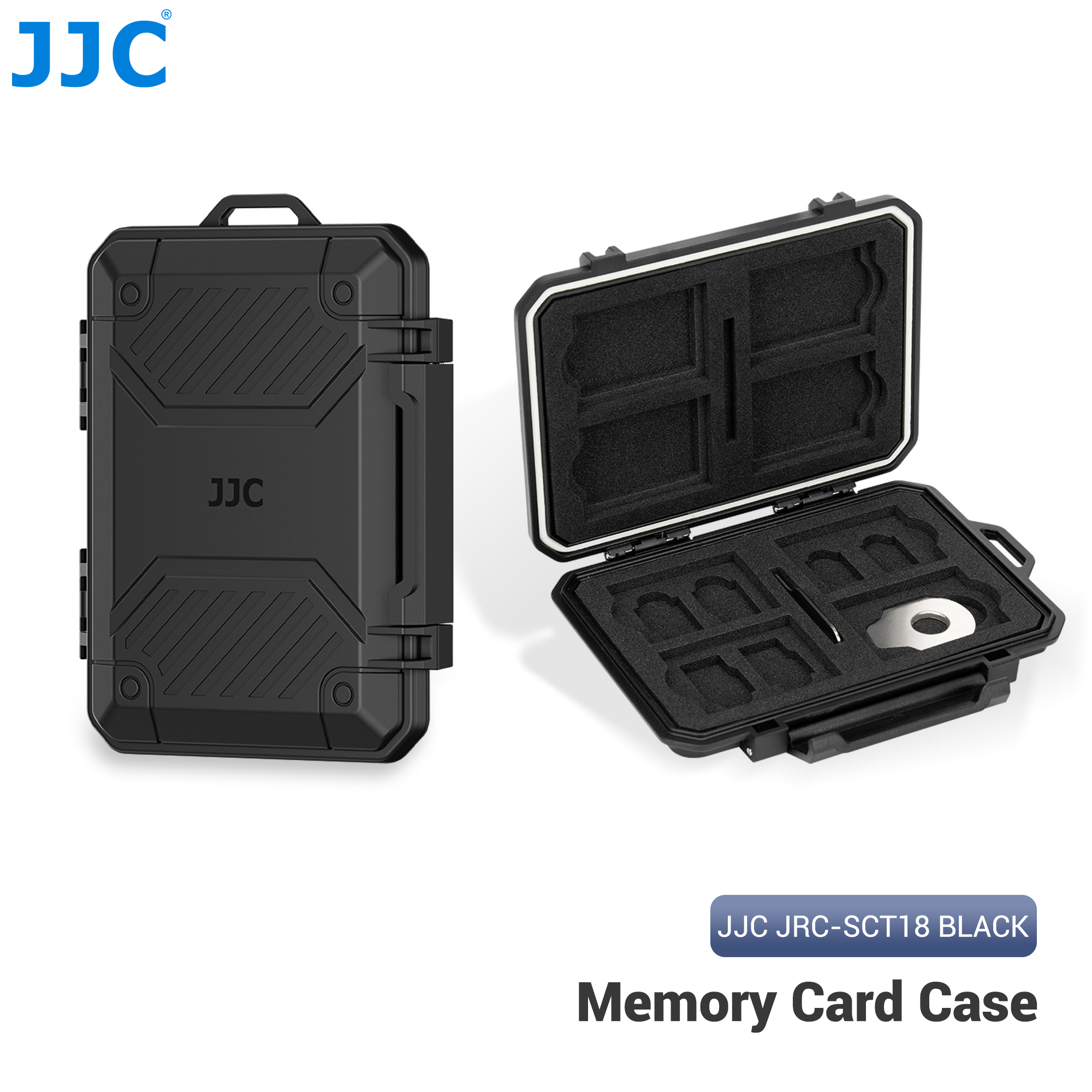 JJC – support de carte mémoire pour 8 SD SDHC SDXC 4 CFexpress Type A, boîte de rangement de carte 4 TF, organisateur avec mousqueton