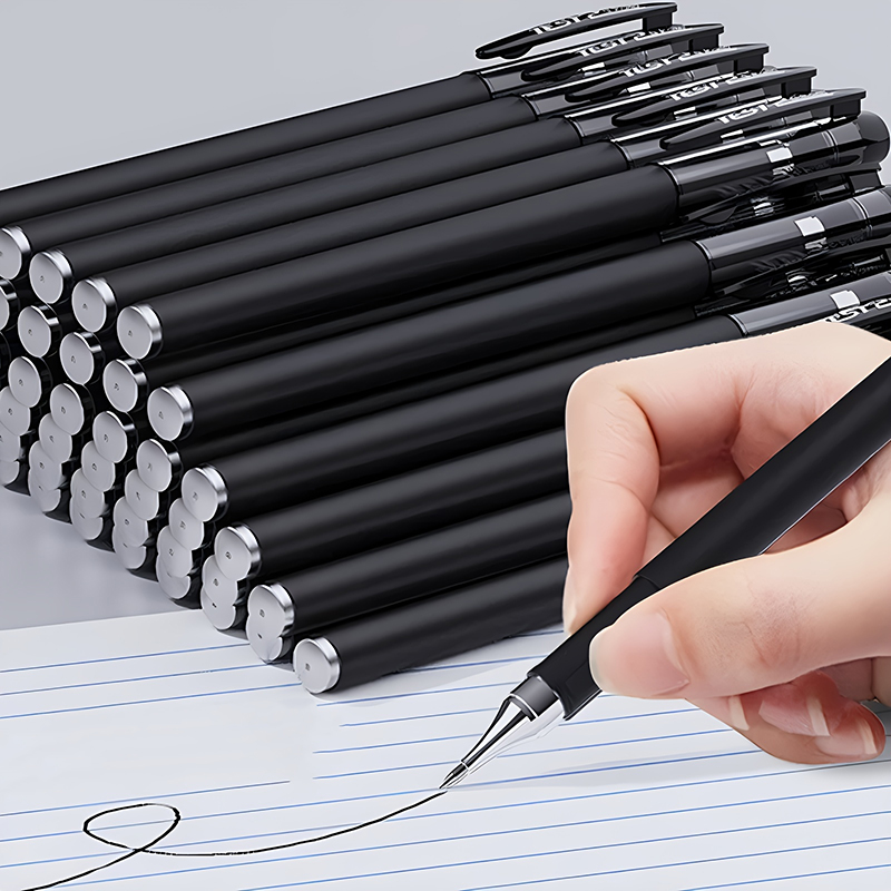 Ensemble de stylos à gel 10 pièces/ensemble, encre noire 0,5 mm, stylo à gel rechargeable, pointe bille, fournitures scolaires et de bureau, papeterie, accessoire kawaii, papeterie