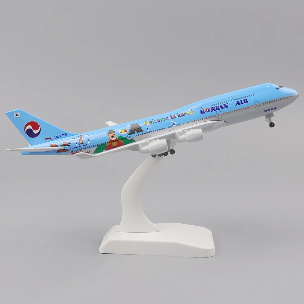 20 cm Corea B747 Modello di aereo Air Boeing 747 Modelli Planel Simulazione in metallo Materiale in lega con carrello di atterraggio Giocattoli per bambini