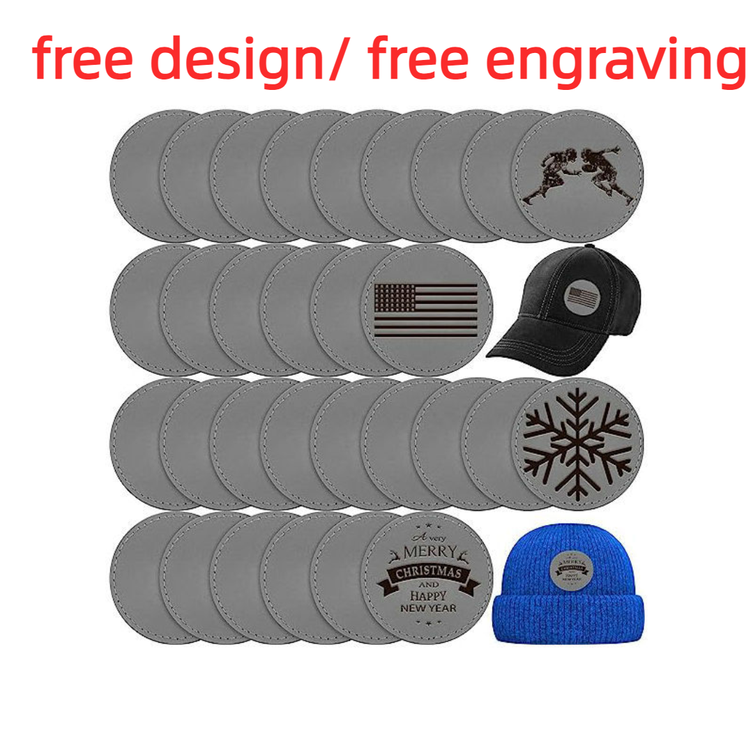 Remendo de couro sintético personalizado para gorro, remendos personalizados com seu logotipo, gravação a laser grátis, design grátis para bolsas de pano