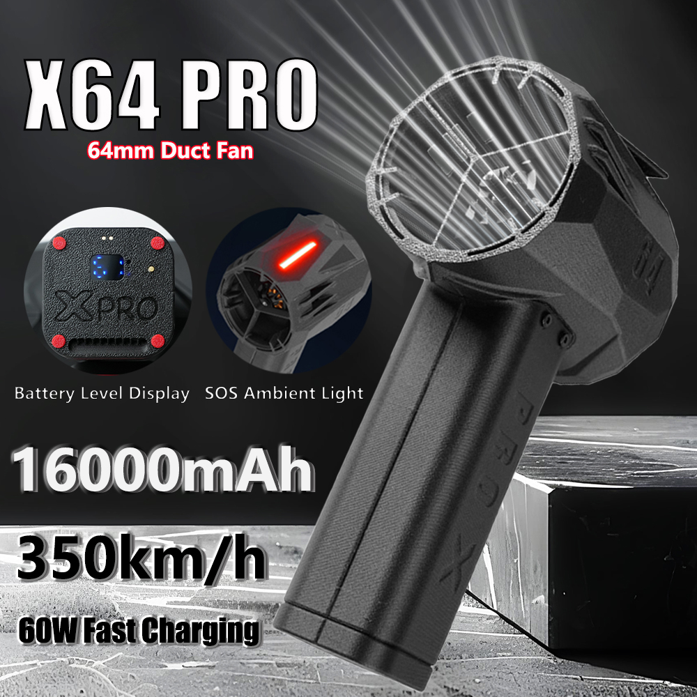 X64PRO เครื่องเป่าลมรุ่นใหม่ แรงเป็นพิเศษ มินิเทอร์โบเจ็ทไดร์ พร้อมไฟ SOS Ambient Light แบตเตอรี่ 16000mAh พัดลมแบบท่อ 64 มม. อุปกรณ์ทำความสะอาดรถยนต์