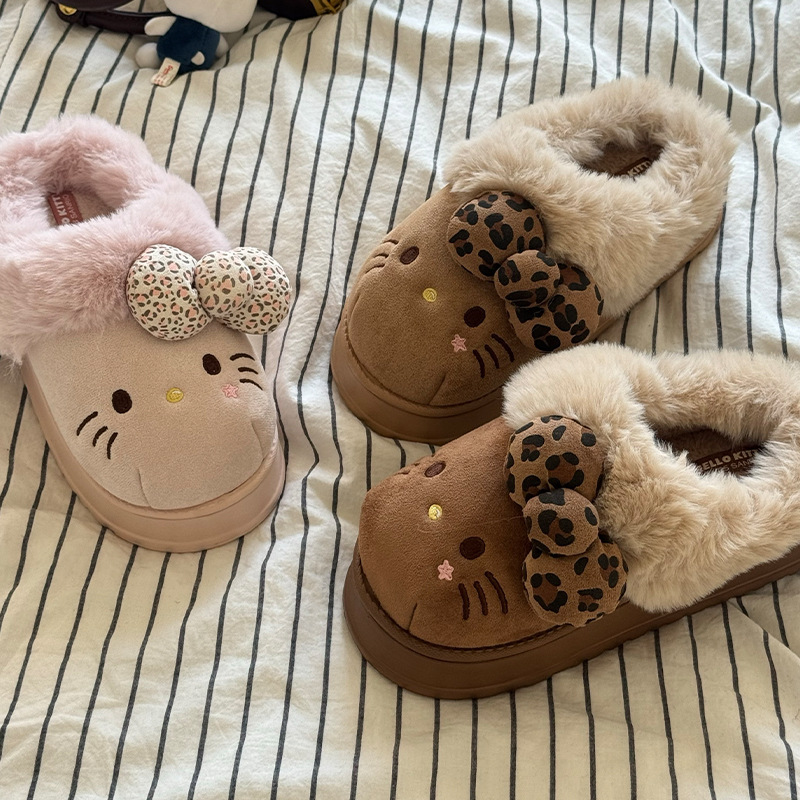 Winter Women's Autumn Winter Hello Kitty Slippers Kawaii Home Warm Cotton Cartoon Indoor Shoes Cute For Girlfriend Gifts